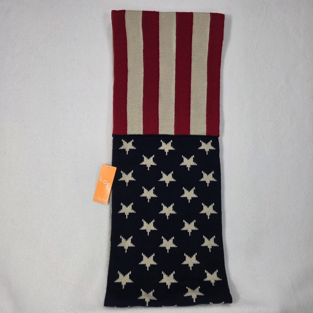 Patriotic American Flag Knit Infinity Scarf Red White Blue 4th Of July NEW